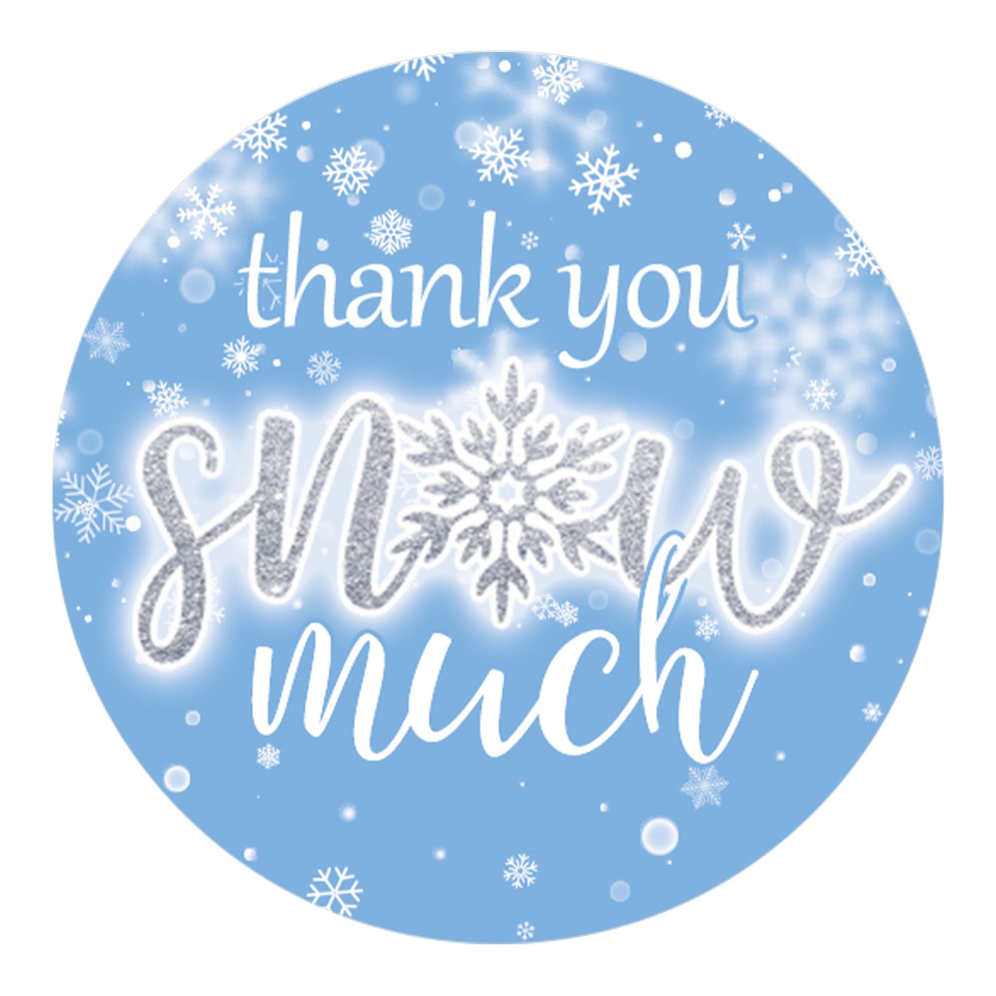 Onederland Snowflake Winter 1st Birthday Thank You Snow Much Stickers (Blue)